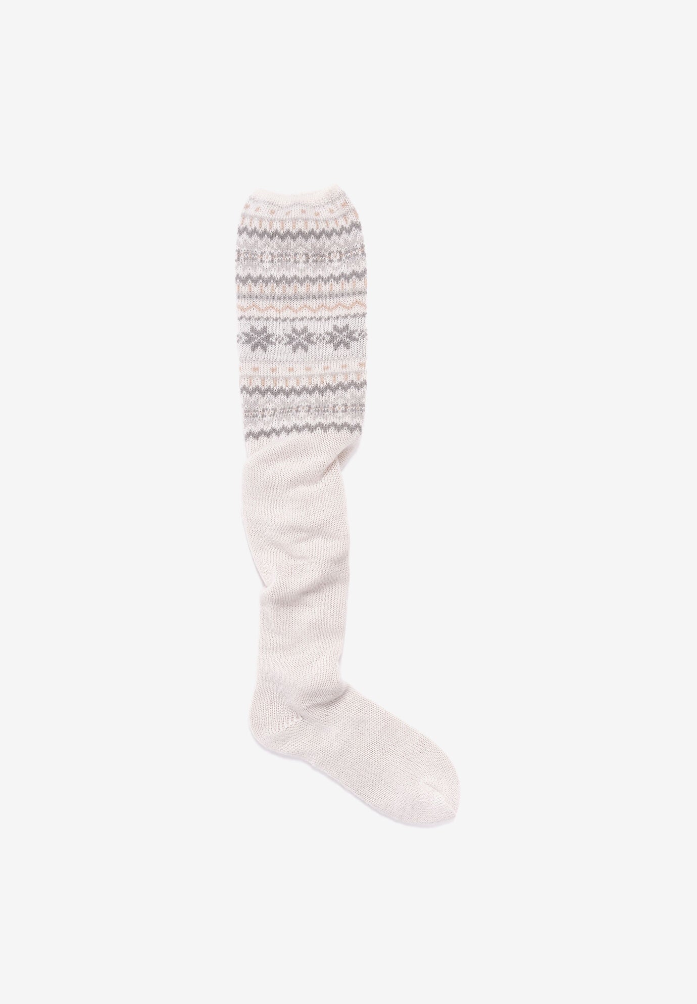 Patterned Cuff Over The Knee Socks, IVORY, hi-res image number 0