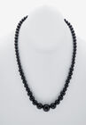Graduated Round Genuine Black Agate Necklace 18" Jewelry, , alternate image number null