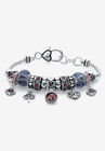 Antique Silvertone Simulated Birthstone 8" Charm Bracelet, JUNE, hi-res image number null