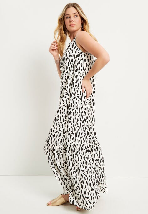 Cutout Neckline Maxi Dress, , alternate image number null