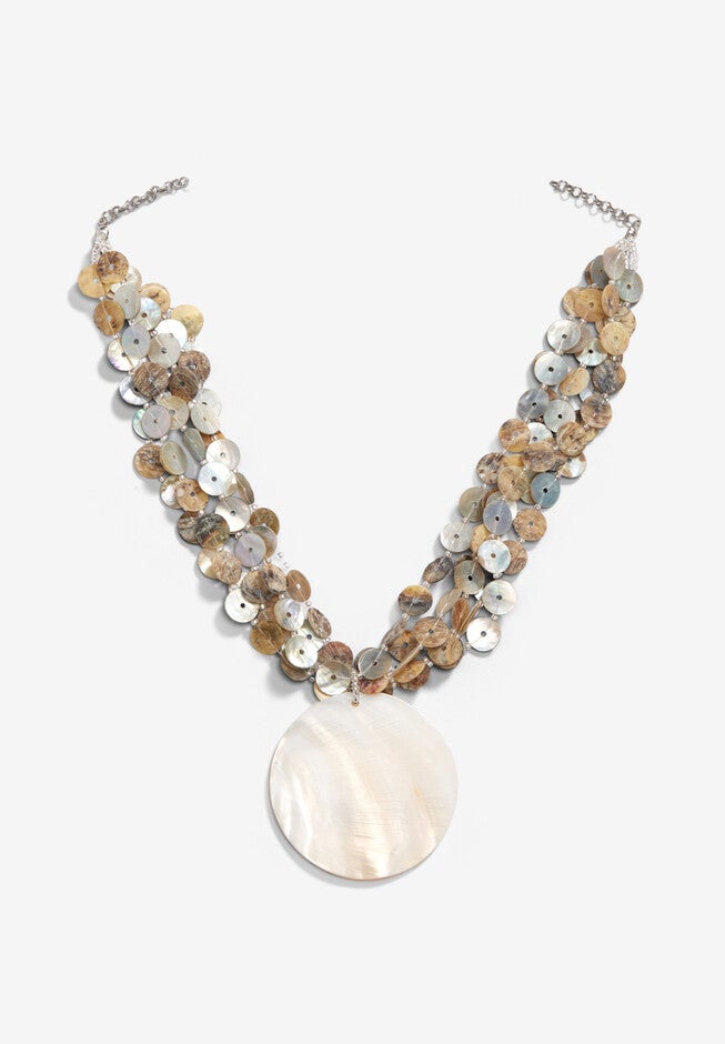 Shell Medallion Necklace, , alternate image number null