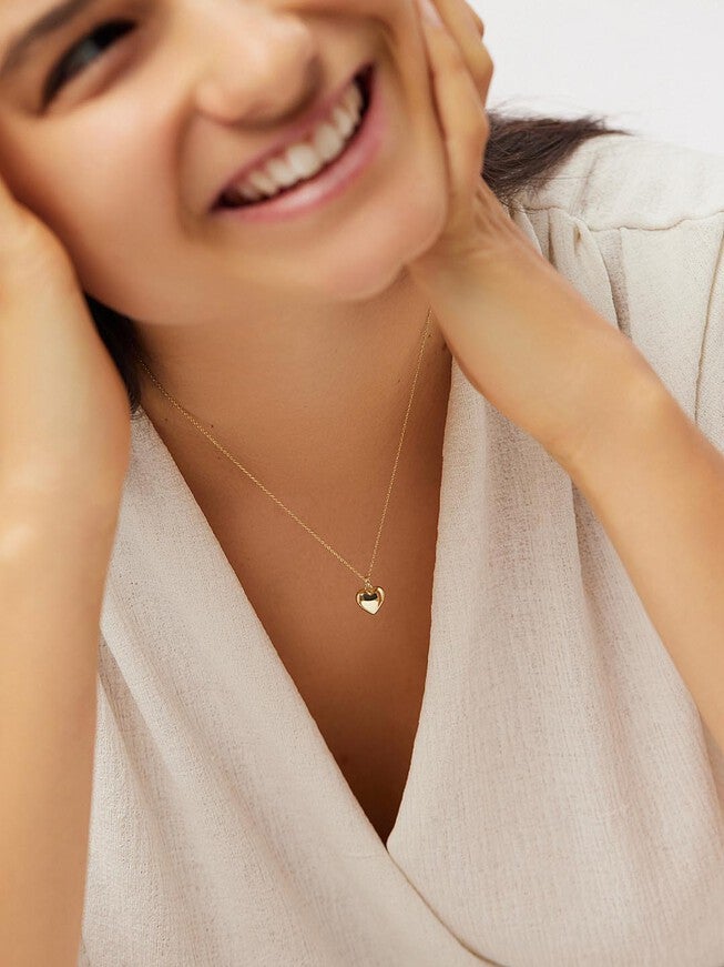 Lev Small Gold Heart Necklace, GOLD, alternate image number 3