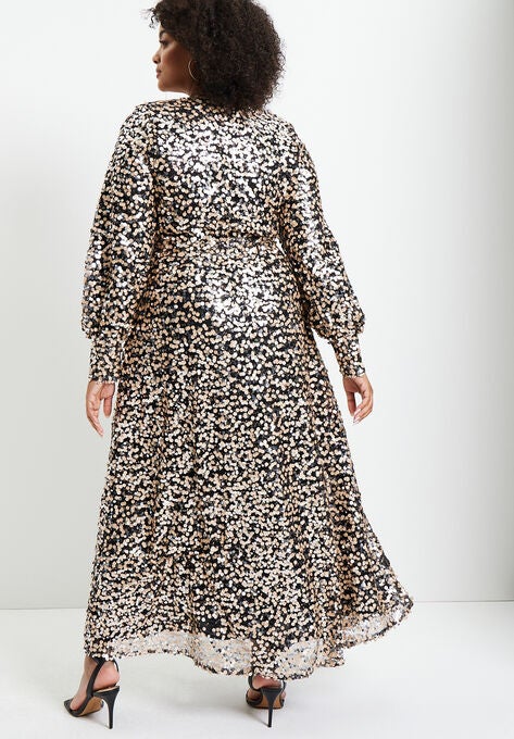 Side Slit Sequin Dress, , on-hover image number null