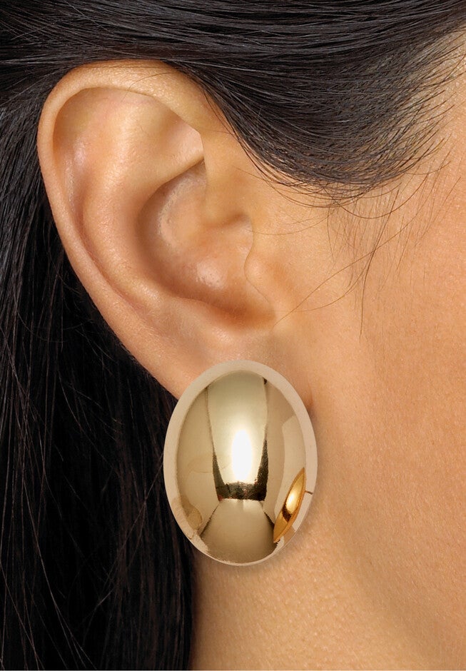 Goldtone Sculptural Floral Drop Earrings And Dome Earrings Set, , alternate image number null