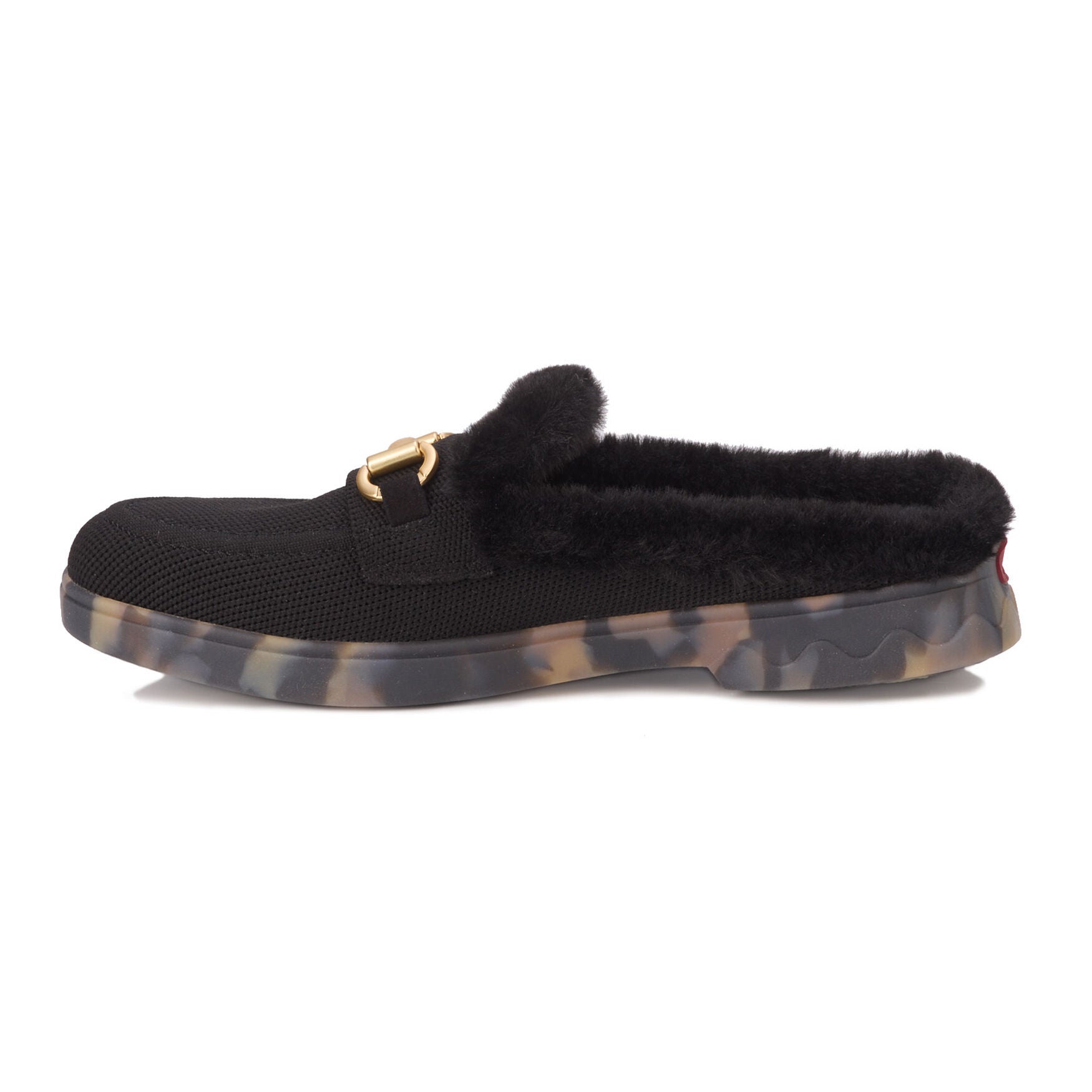 Gigi Faux Fur Slide, BLACK, alternate image number 3