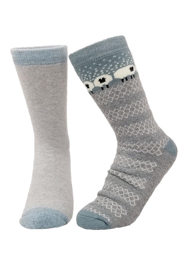 2 Pr Super Soft Polyester Thermal Insulated Socks, GREY SHEEP GREY, hi-res image number 0