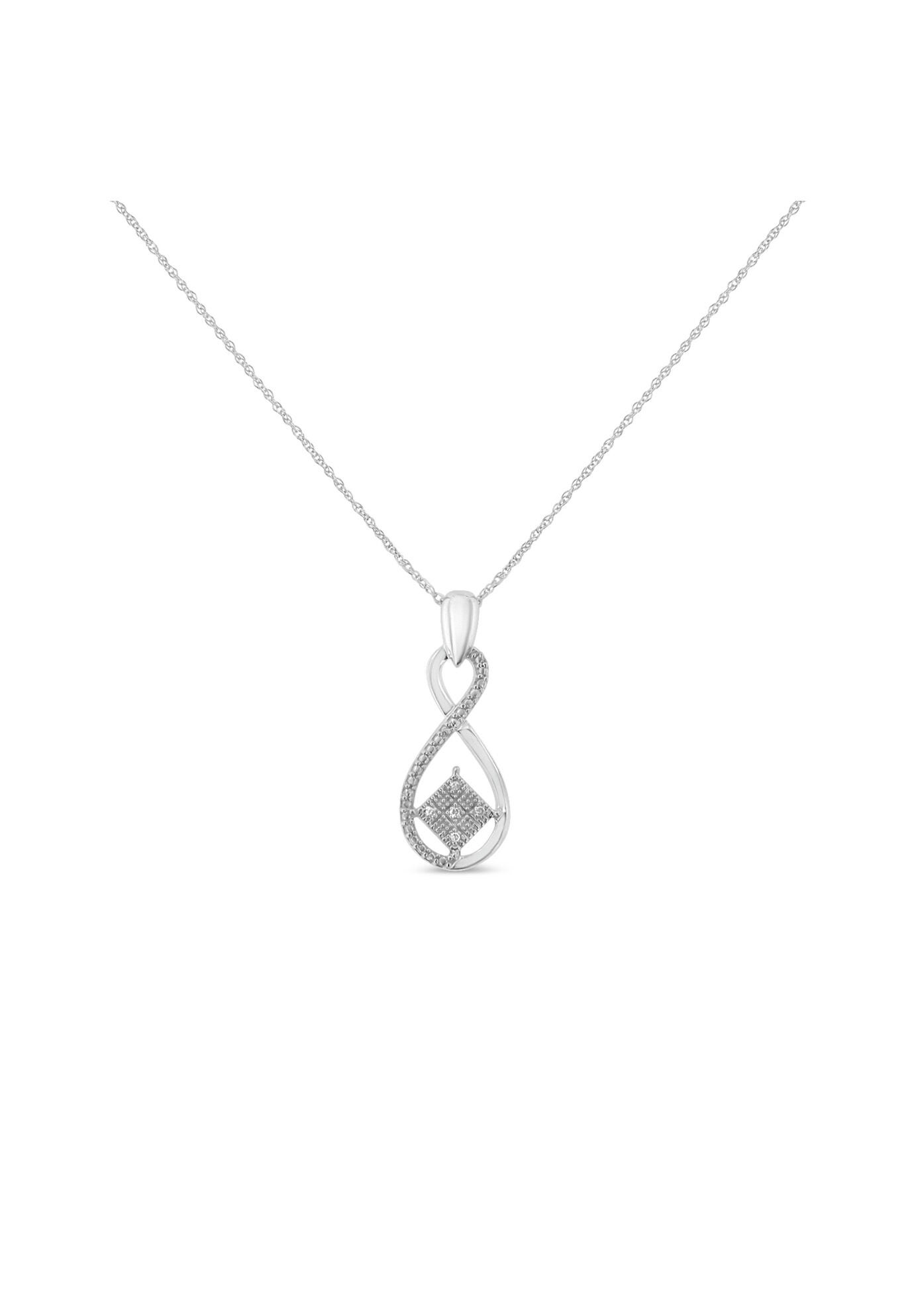 Silver Diamond Infinity And Square Accent Pendant Necklace, , on-hover image number 1