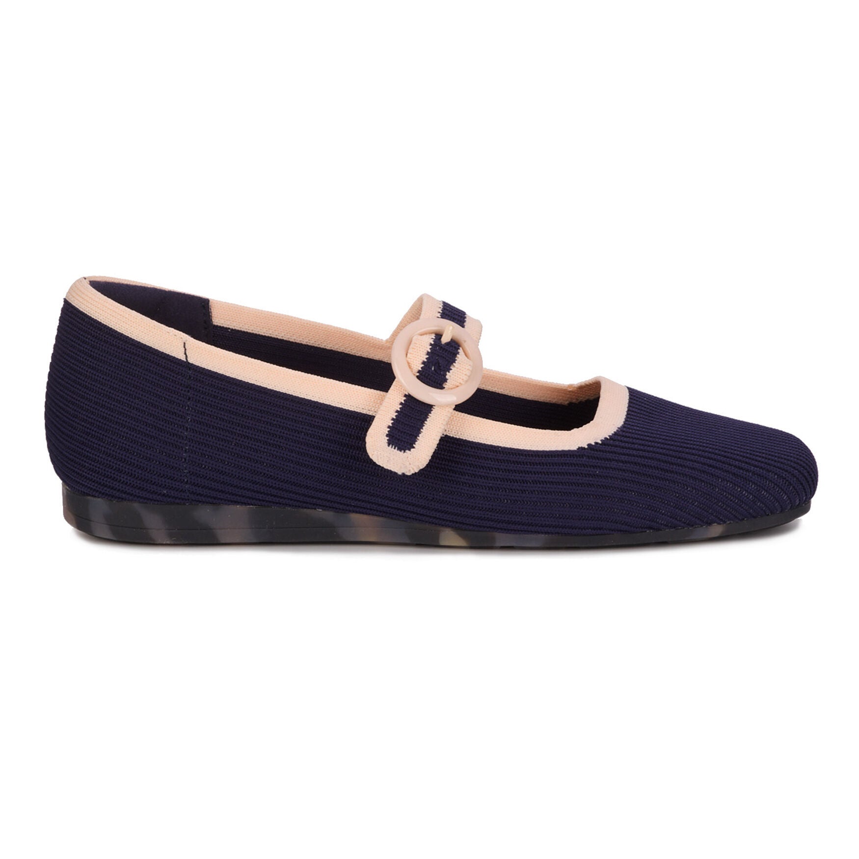Naomi Mary Jane Flat, NAVY CREAM KNIT, alternate image number 2