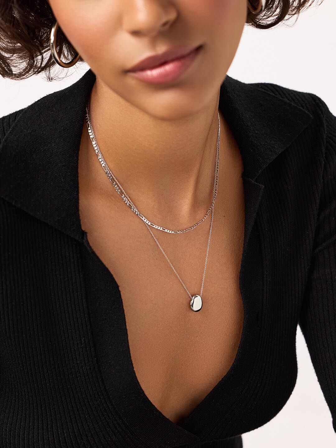 Pebble Mini Pendant Necklace, SILVER, alternate image number 1