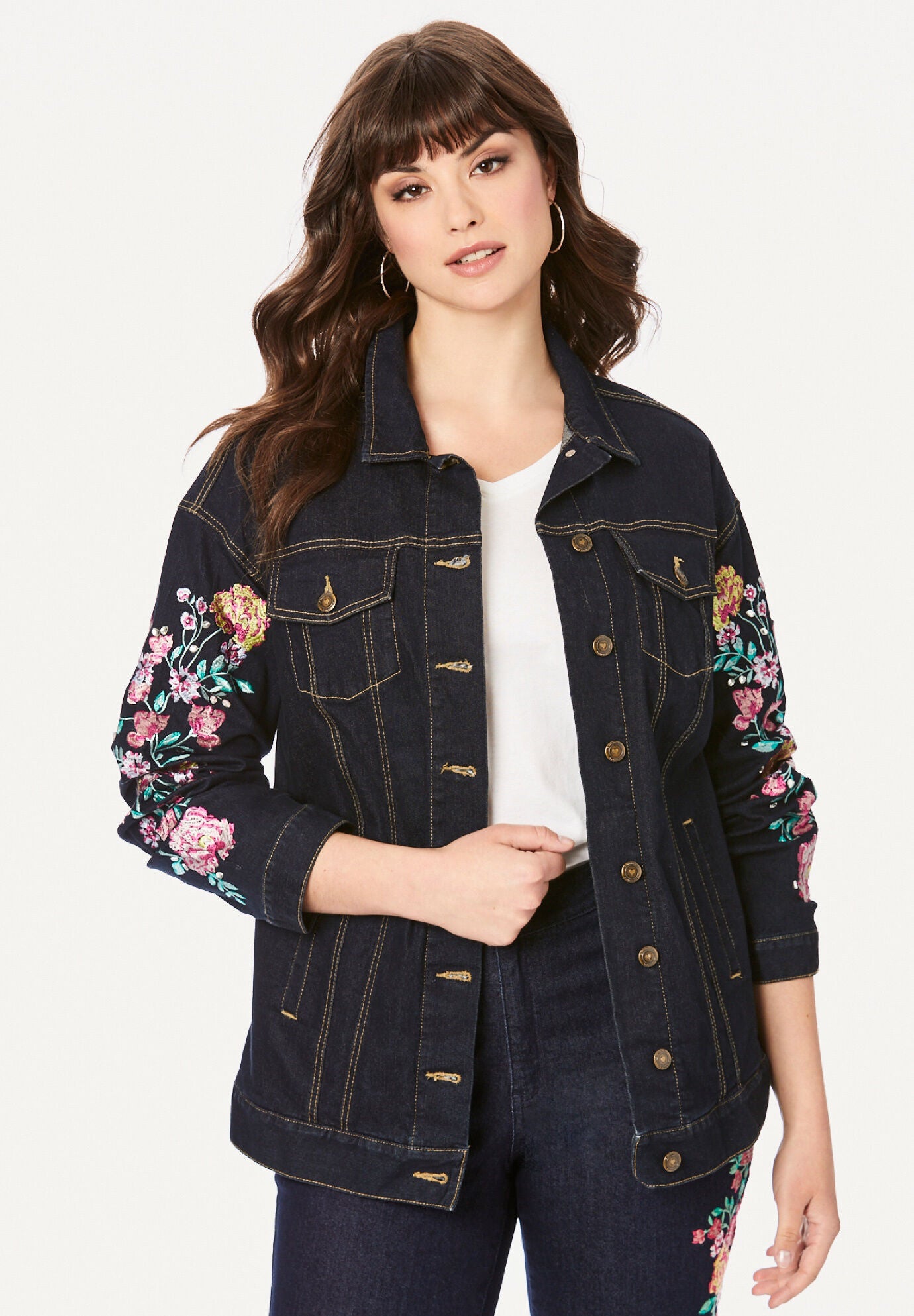 Embellished Boyfriend Jacket, MULTI EMBROIDERED BOUQUET, hi-res image number 0