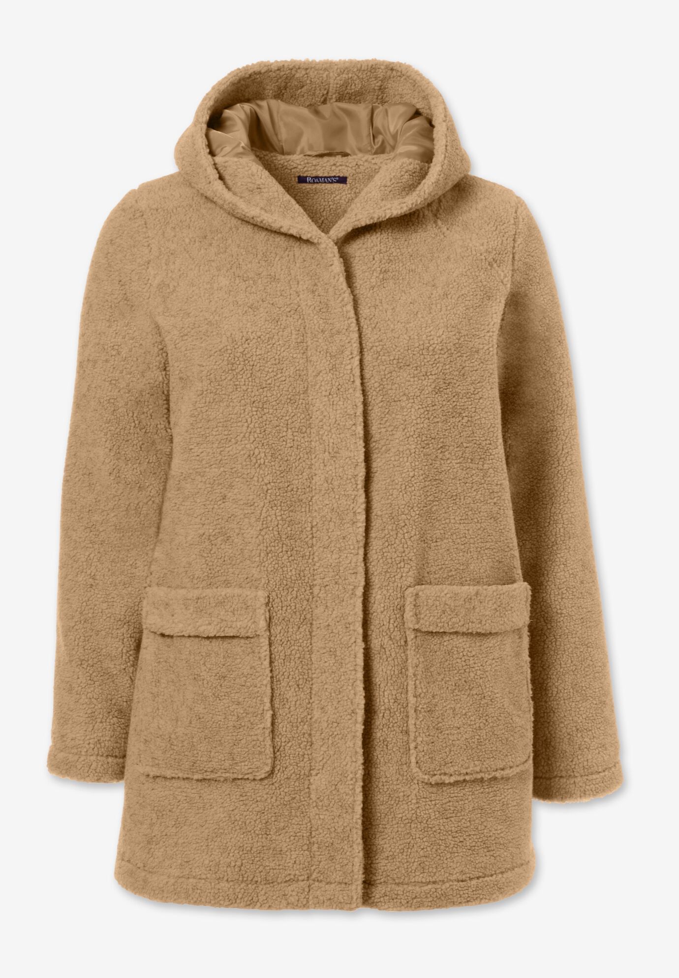 Plus Size Hooded Teddy Fleece Coat, , alternate image number 3