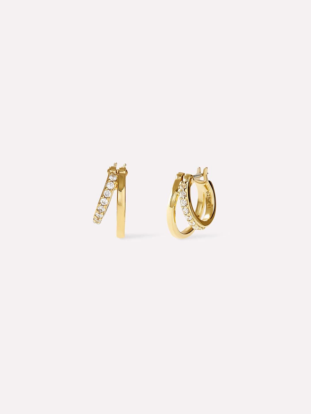 Toda Mini Double Hoop Earrings, GOLD, hi-res image number 0