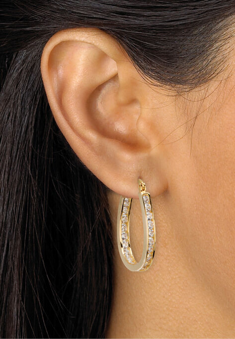 Gold Tone Inside Out Hoop Earrings, , alternate image number null
