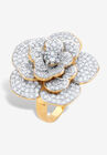 Yellow Gold-Plated Round Rose Ring, GOLD, hi-res image number 0