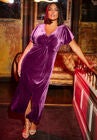 Velour Twist-Front Dress, DARK BERRY, hi-res image number null
