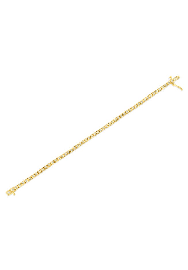 Yellow Gold Plated Sterling Silver Miracleset Diamond Round Faceted Bezel Tennis Bracelet 6 inches, , alternate image number null
