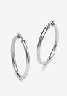 Stainless Steel Tubular Lightweight Hoop Earrings (62mm), STAINLESS, hi-res image number null