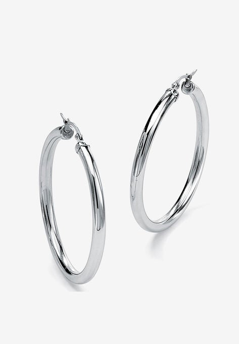 Stainless Steel Tubular Lightweight Hoop Earrings (62mm), STAINLESS, hi-res image number null