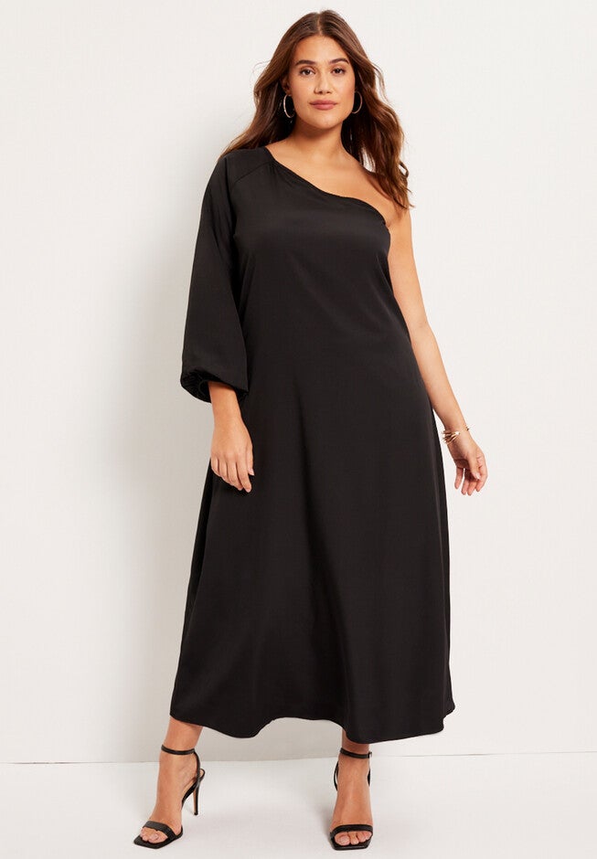 One-Shoulder Dress, BLACK, hi-res image number null