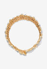 Goldtone Oval-Cut and Round Crystal Stretch Wide Cuff Bracelet, , on-hover image number null