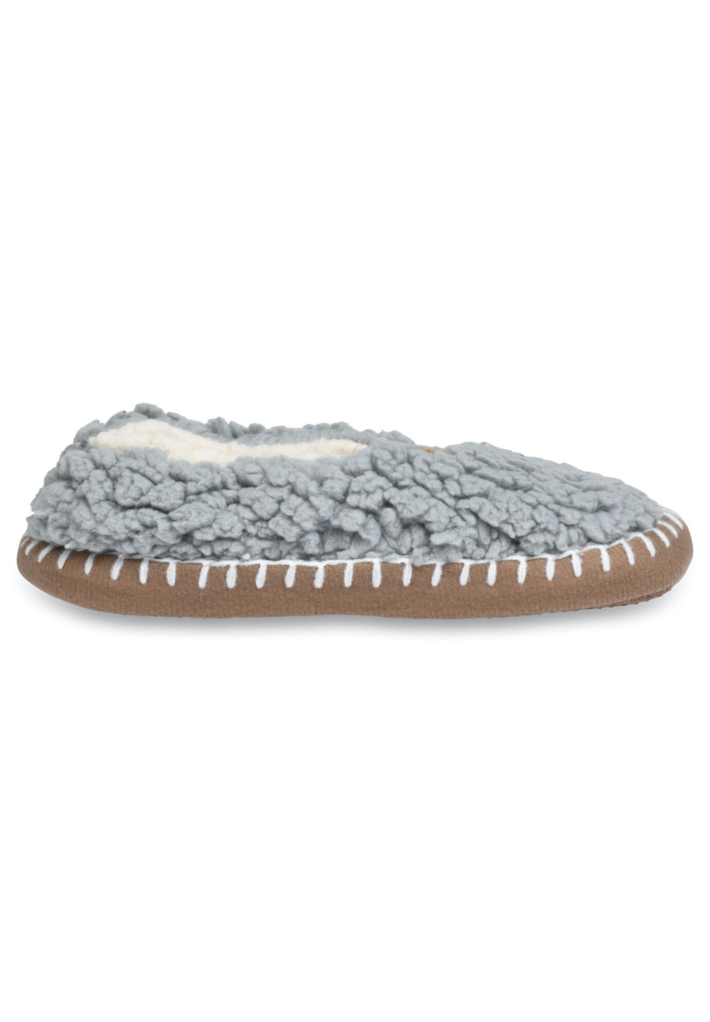 Womens Faux Shearling Mocassin Slipper With Sidewall Slippers, , alternate image number 2