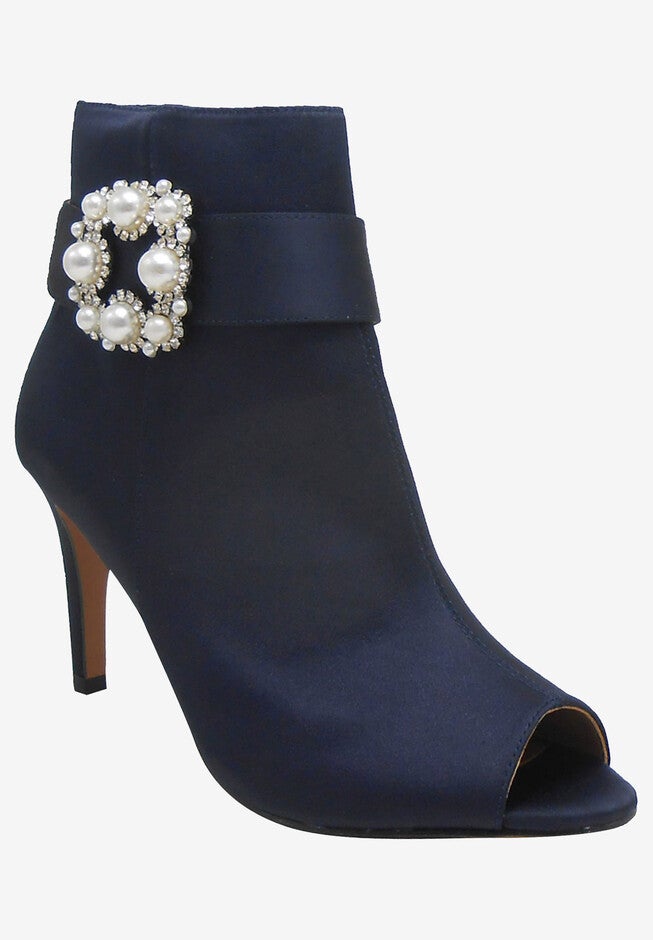 Pranati Bootie , NAVY SATIN, hi-res image number null