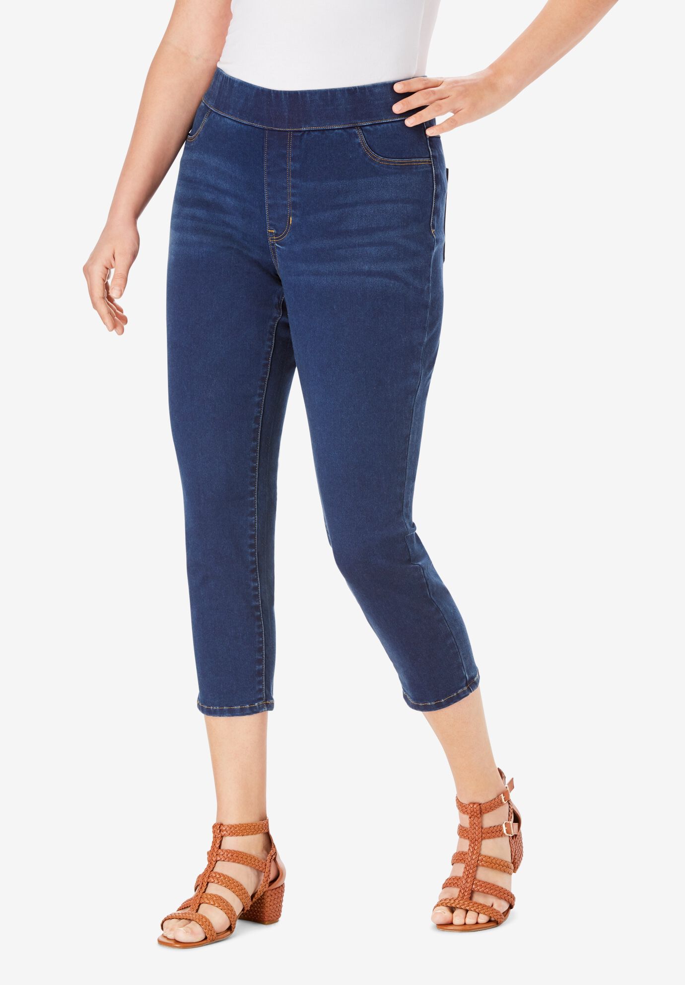 360&deg; Stretch Capri Jean, DARK WASH, hi-res image number 0