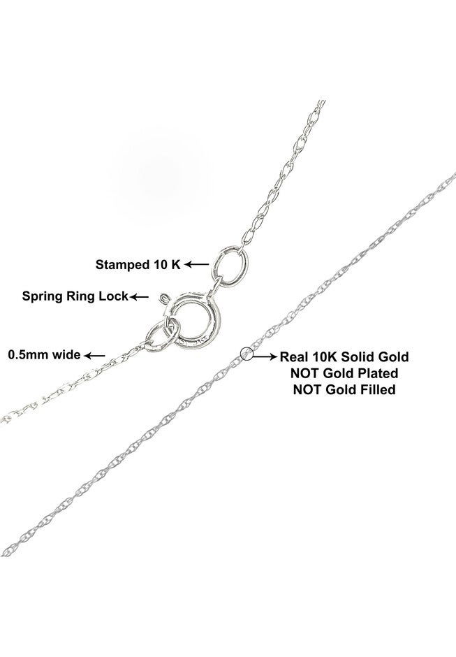 Solid White Gold Rope Chain Necklace Unisex 18 inches, , on-hover image number 1