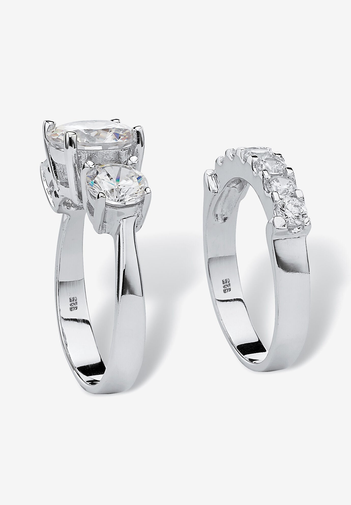 2 Piece 5.66 Tcw Cz Bridal Ring Set In Platinum-Plated Sterling Silver, , on-hover image number 1