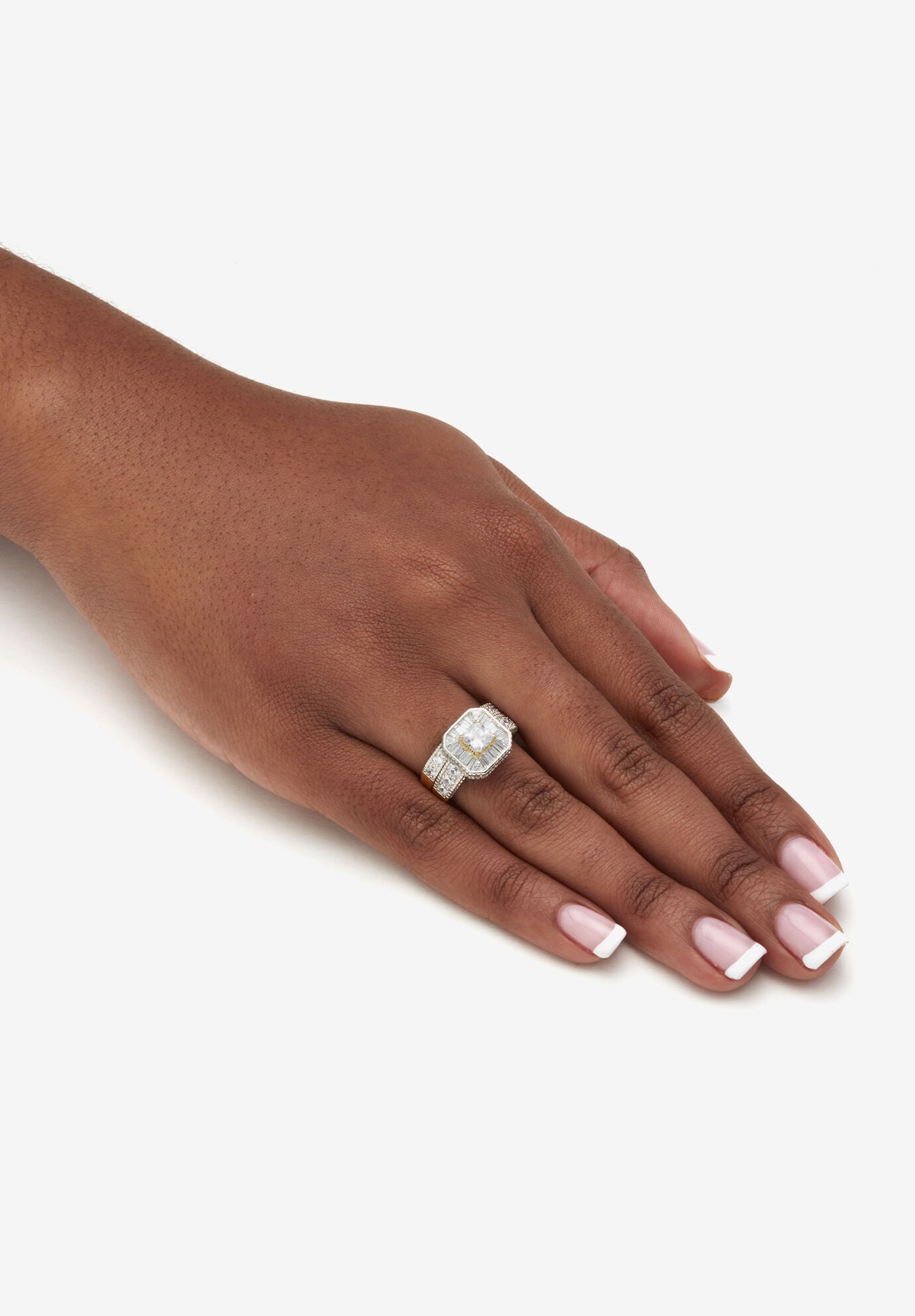 2.35 Tcw Cz Two-Tone Vintage-Style Gold-Plated 2-Piece Bridal Ring Set, , alternate image number 3