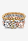Gold Tone Crystal Elephant 8.5" Charm Stretch Bracelet Set, CRYSTAL GOLD, hi-res image number null