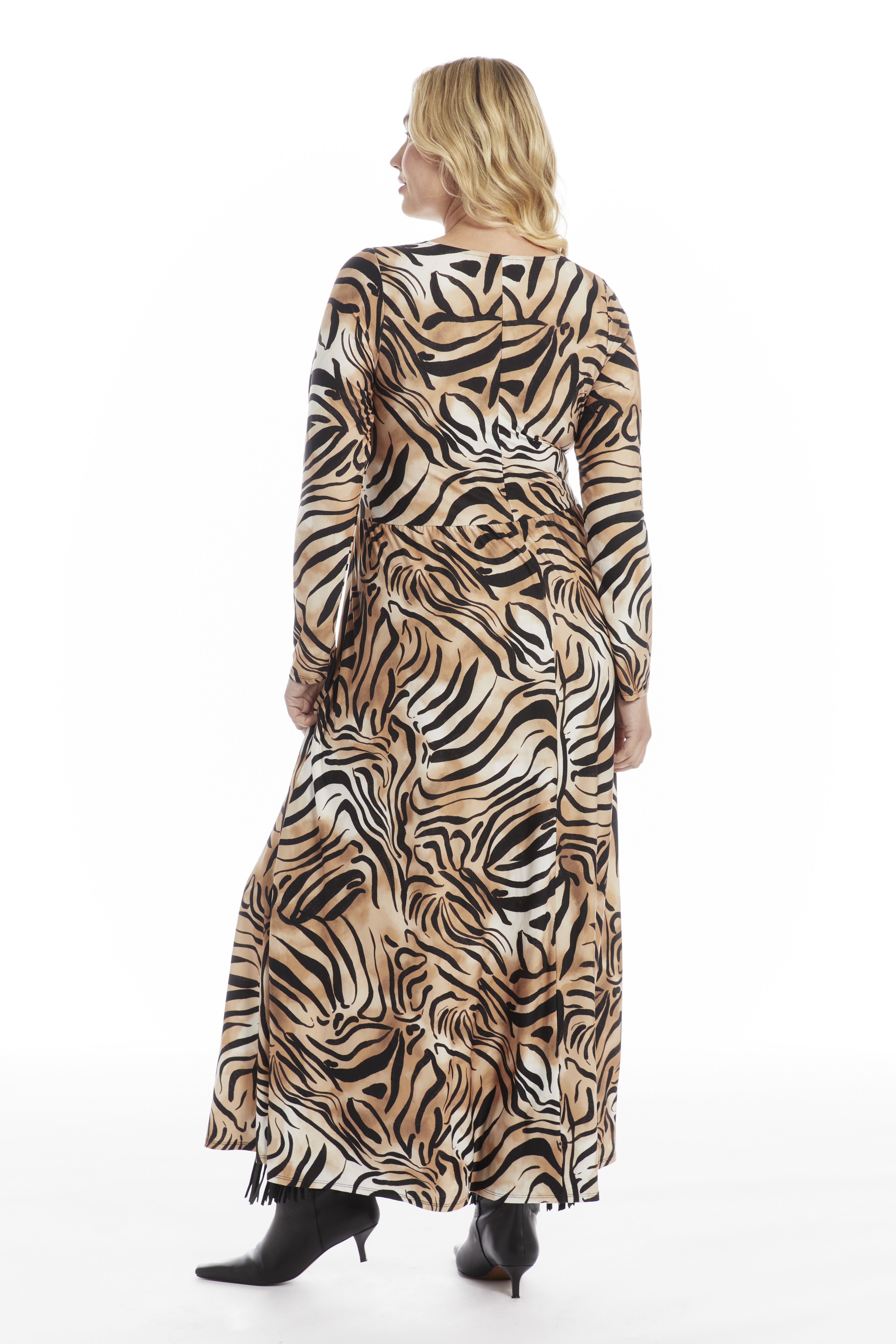 V Neck Maxi Dress, MOVING ZEBRA, alternate image number 2