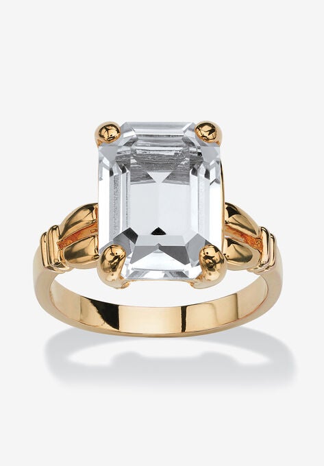 Yellow Gold Plated Simulated Birthstone Ring, APRIL, hi-res image number null