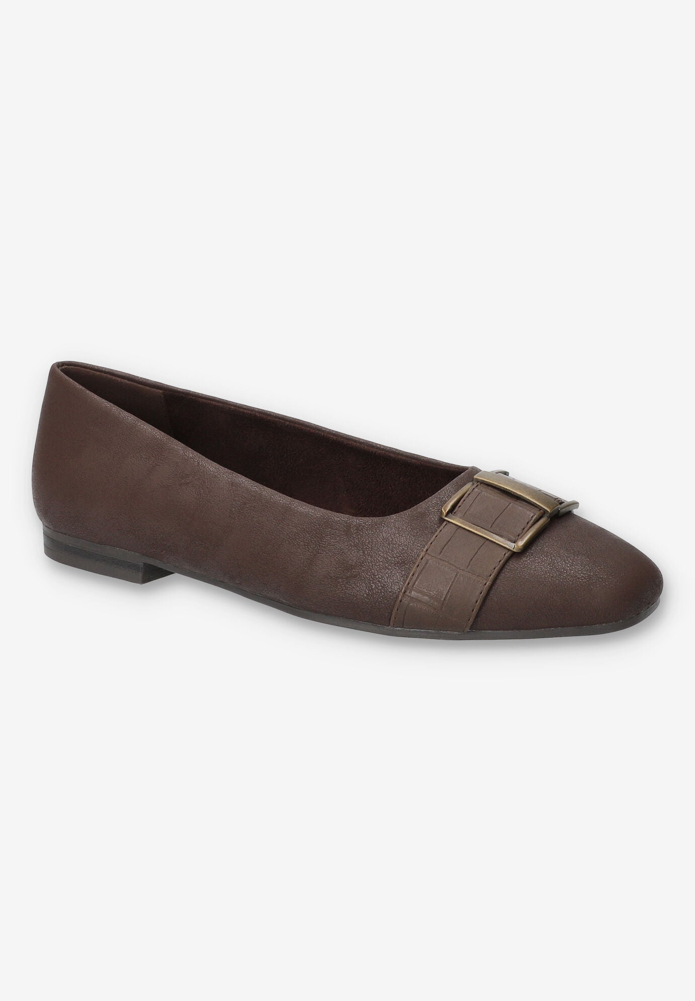 Keely Square Toe Flat, BROWN MATTE CROCO, hi-res image number 0