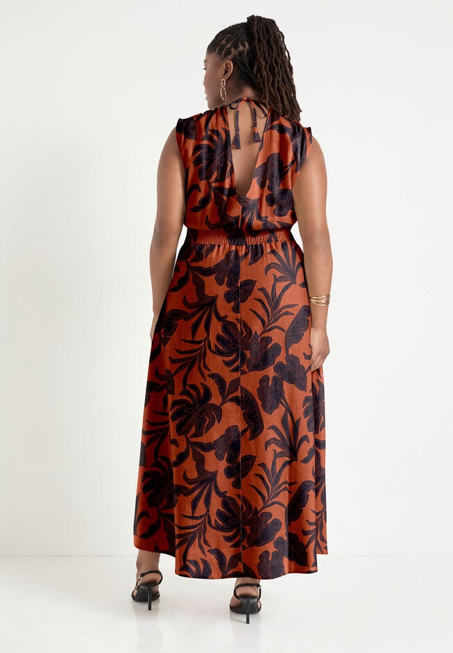 Empire Waist Midi Dress, STITCHED FLORAL PICANTE, on-hover image number null