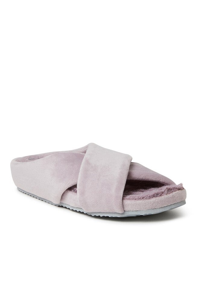 Maeve Velour Crisscross Molded Footbed Slide, FROSTED PLUM, hi-res image number 0