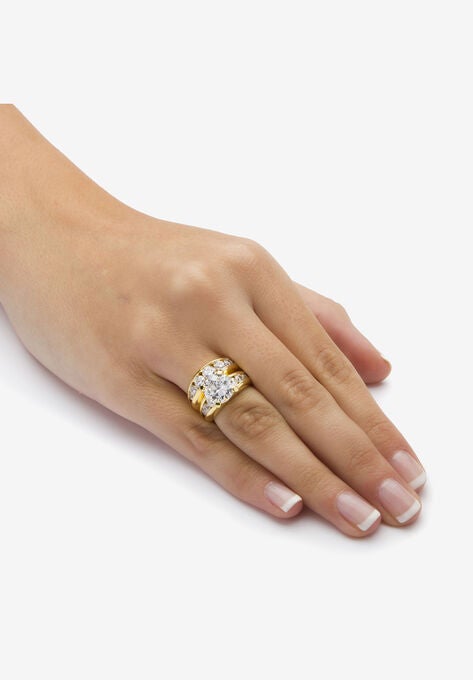 Gold-Plated Round Cubic Zirconia Bridal Ring Set, , alternate image number null