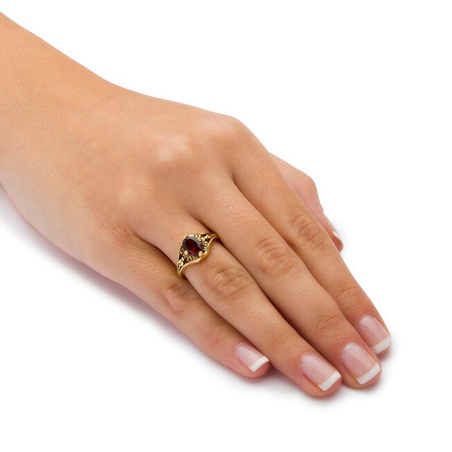 1.40 Cttw. Genuine Garnet Vintage Style Ring Gold-Plated, RED, alternate image number null