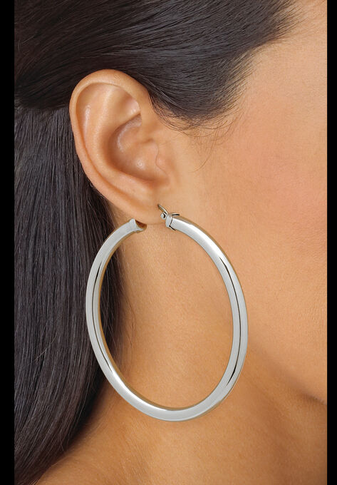 Stainless Steel Tubular Lightweight Hoop Earrings (62mm), , alternate image number null