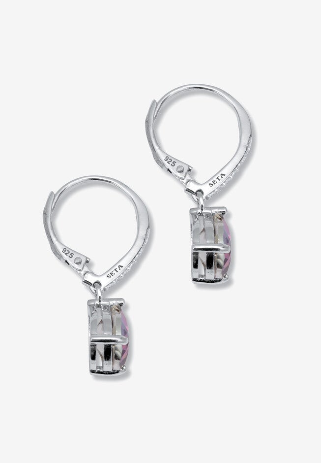 7.13 Tcw Pear Cut Genuine Mystic Fire Topaz And Cz Sterling Silver Earrings, , on-hover image number null