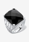 Sterling Silver Natural Black Onyx Checkerboard Cut Ring, , alternate image number 3