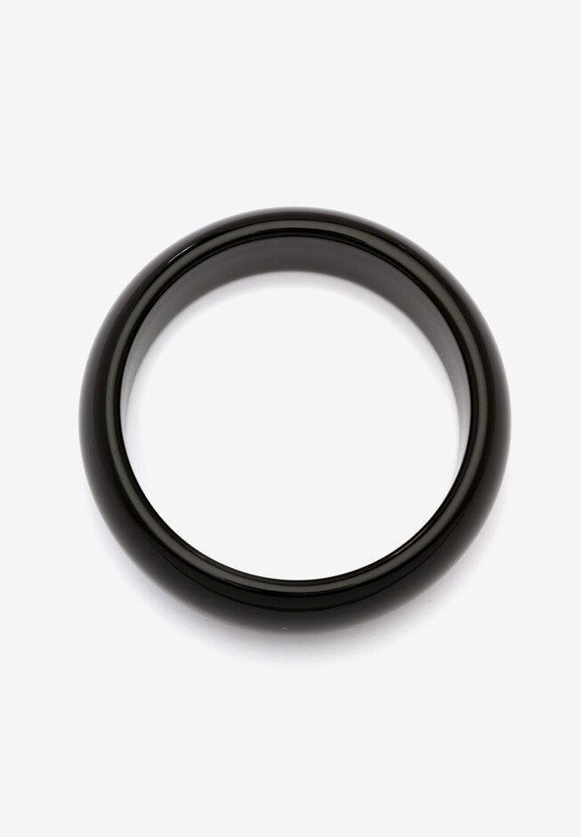 Genuine Black Agate Bangle Bracelet 8.5 Inches Jewelry, , on-hover image number null