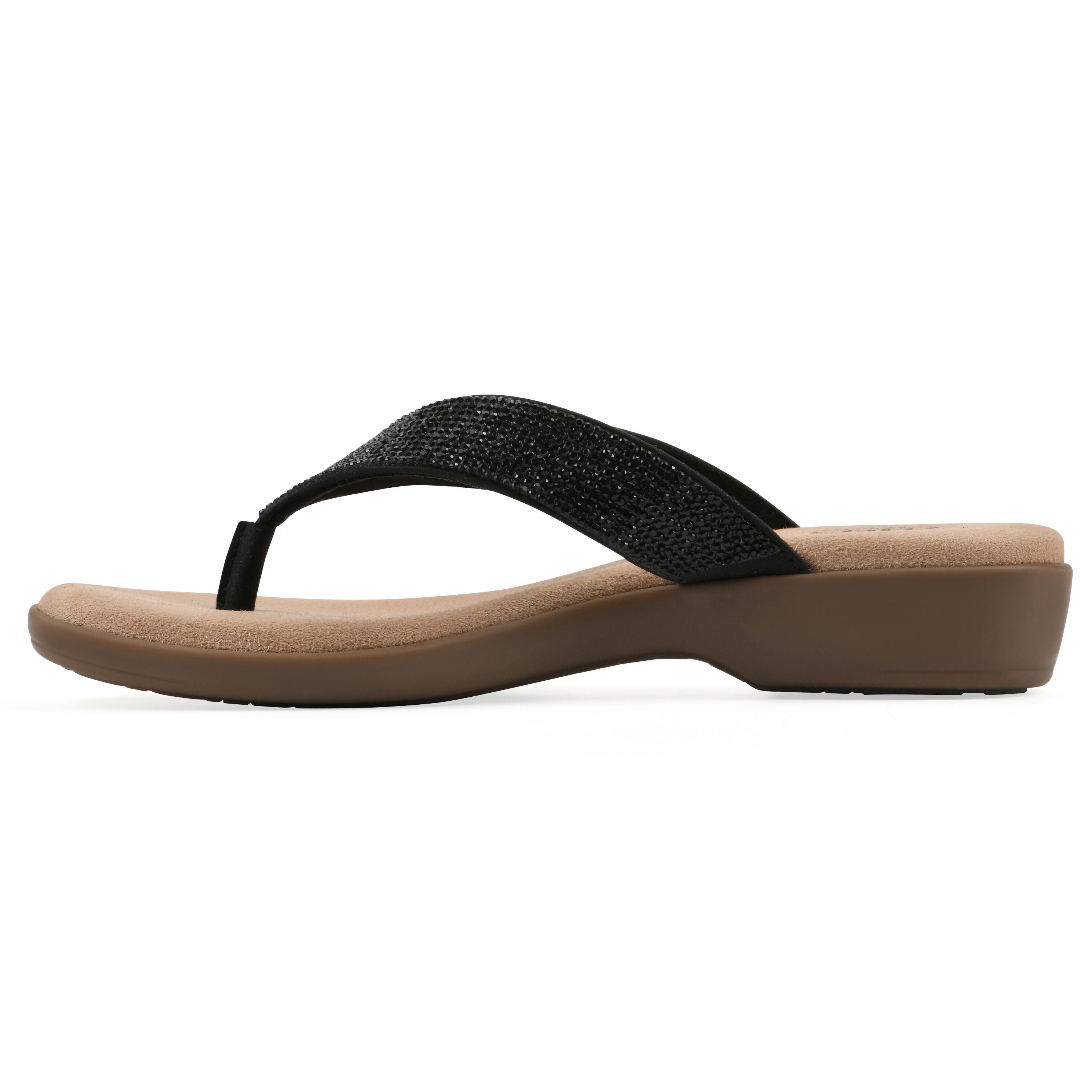 Becharm Thong Sandal, BLACK FABRIC, alternate image number 3