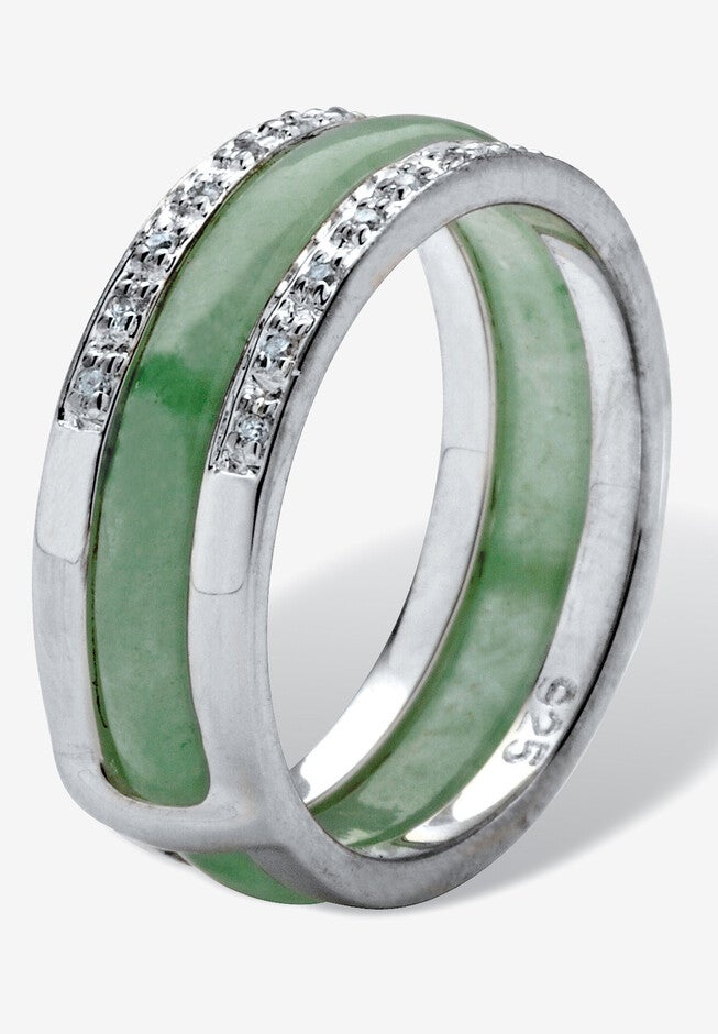 Sterling Silver Multi-Color Jade 8 Piece Interchangeable Ring Set Jewelry, , on-hover image number null