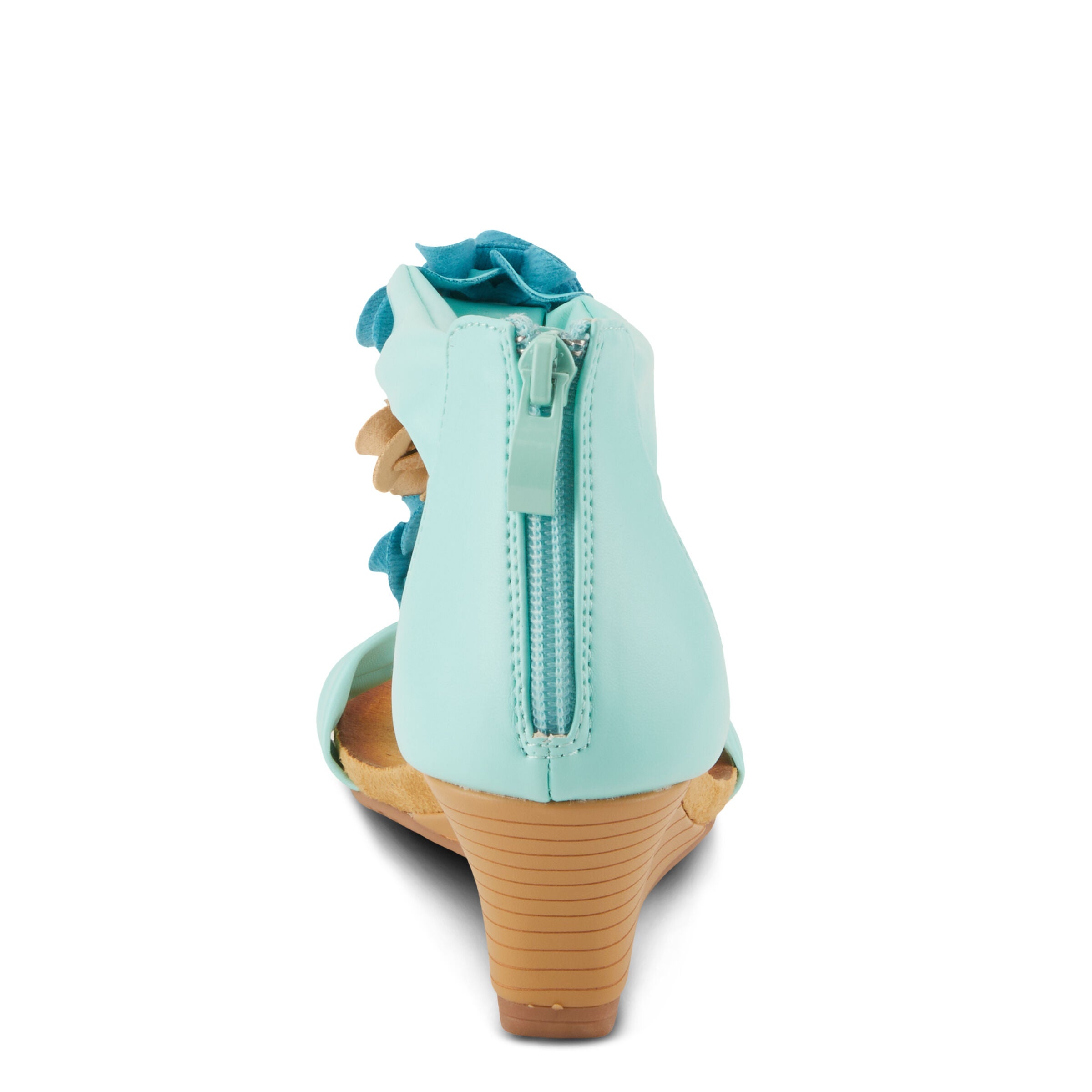 Harlequin Closed Back T-Strap Wedge Sandal, AQUA, alternate image number 4