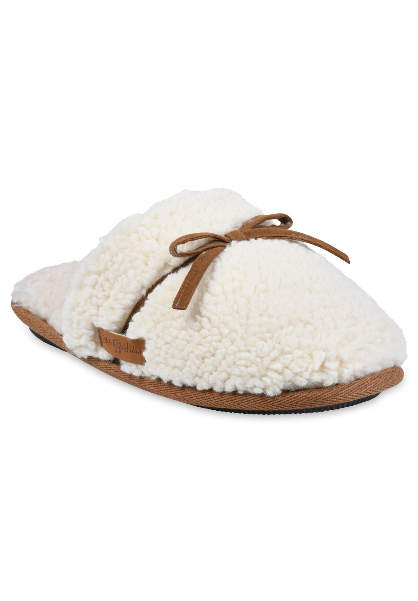 Berber Faux Suede Tie Scuff Slipper, NATURAL, hi-res image number 0