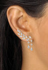 Goldtone Marquise Cut Ear Climber Drop Earrings Cubic Zirconia (3 cttw TDW), , alternate image number 2