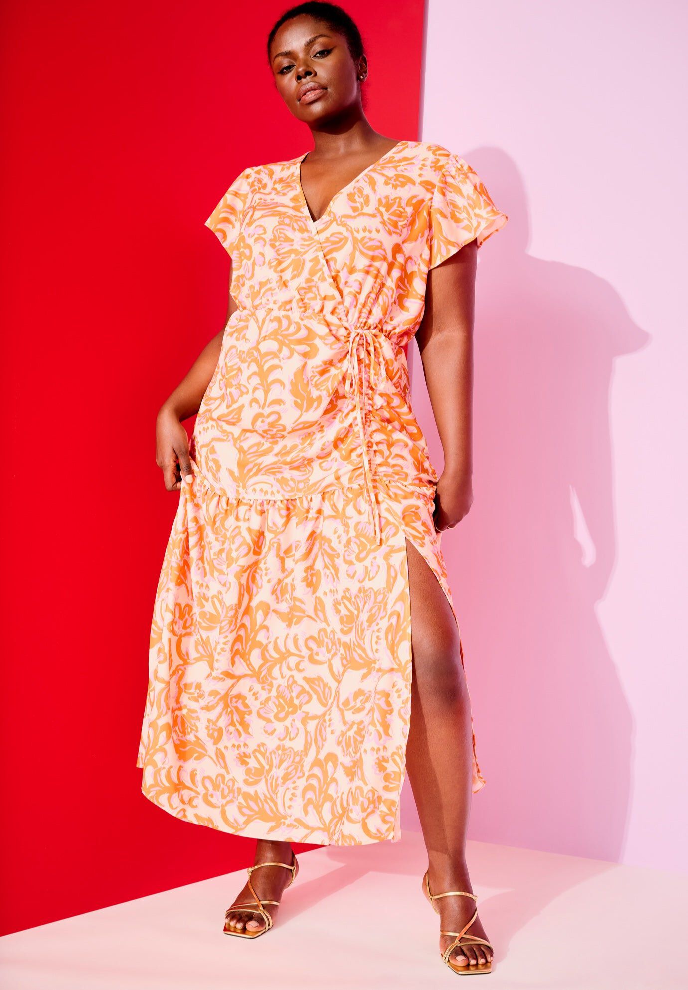 Faux-Wrap Maxi Dress