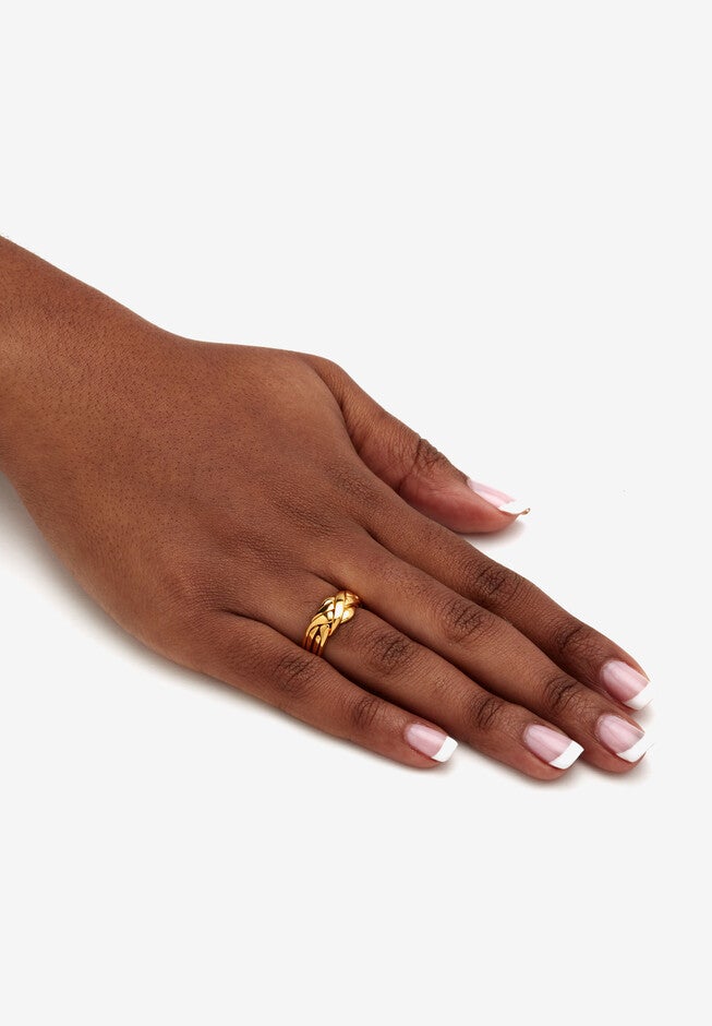 Yellow Gold-Plated Braided Puzzle Ring Jewelry, , alternate image number null