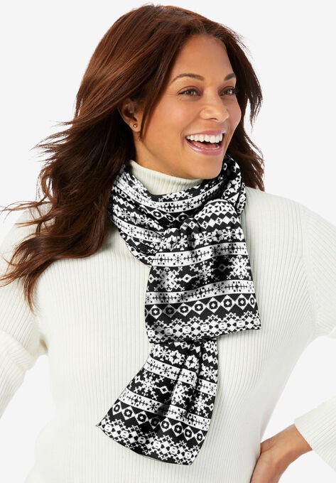 Fleece Scarf, BLACK FAIR ISLE, hi-res image number null
